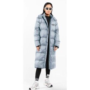TheGivingMovement Recycled Puffer  2-in-1 Long Gilet Jacket Opal Blue Medium NEW